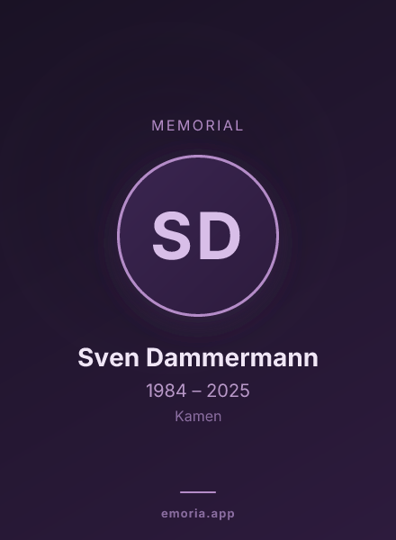Memorial portrait of Sven Dammermann