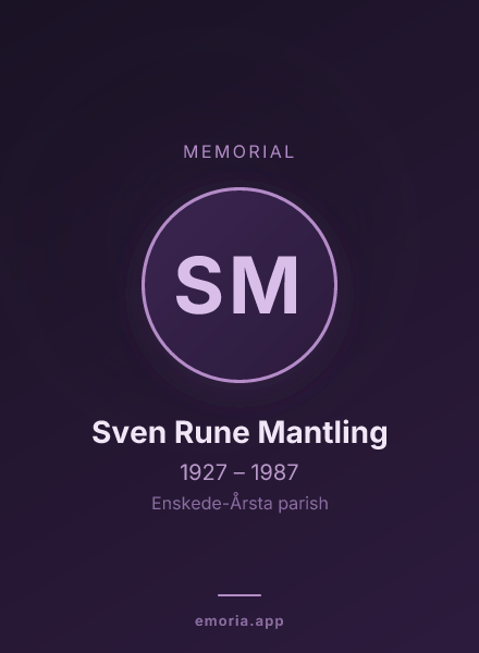 Memorial portrait of Sven Rune Mantling