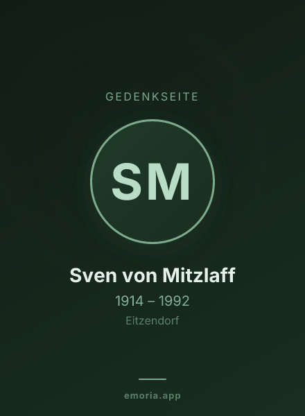 Gedenkportrait von Sven von Mitzlaff