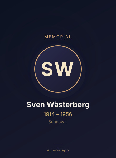 Memorial portrait of Sven Wästerberg