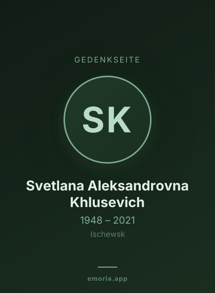 Gedenkportrait von Svetlana Aleksandrovna Khlusevich
