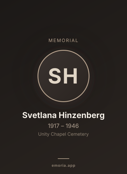 Memorial portrait of Svetlana Hinzenberg