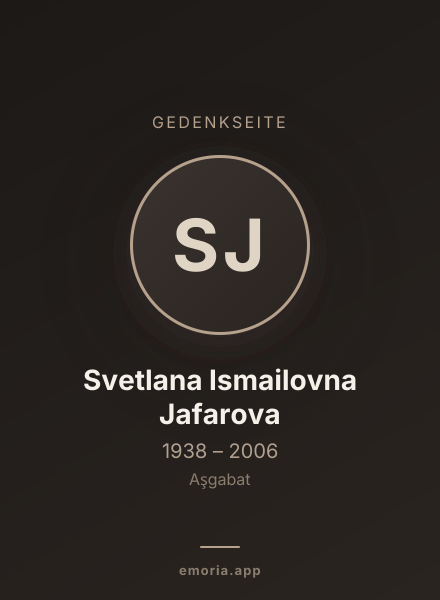 Gedenkportrait von Svetlana Ismailovna Jafarova