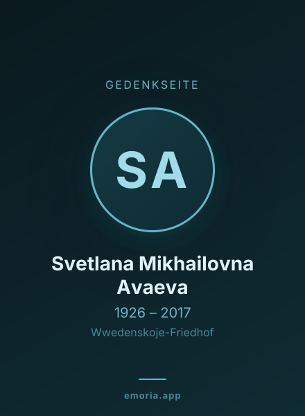 Gedenkportrait von Svetlana Mikhailovna Avaeva