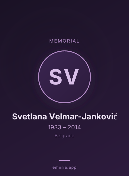 Memorial portrait of Svetlana Velmar-Janković