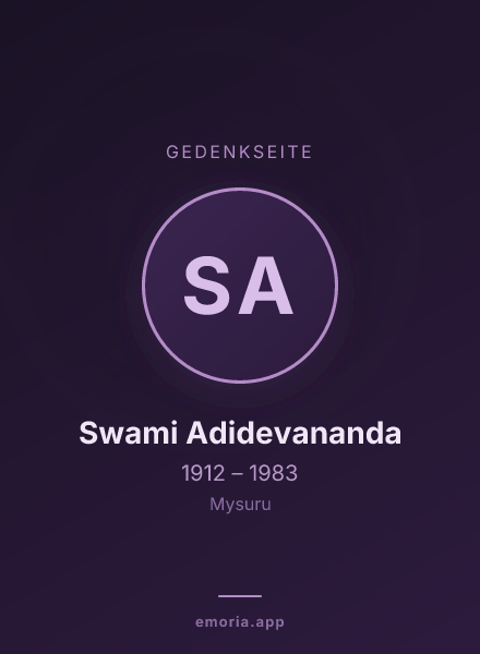 Gedenkportrait von Swami Adidevananda