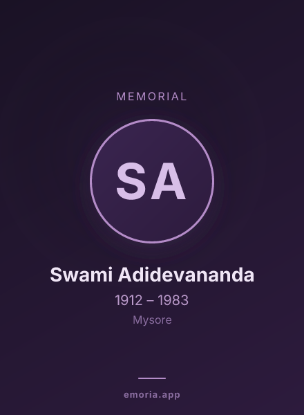 Memorial portrait of Swami Adidevananda