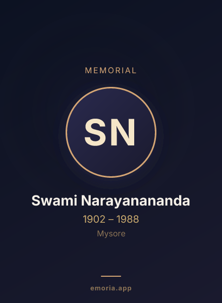 Memorial portrait of Swami Narayanananda