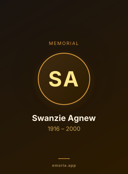 Memorial portrait of Swanzie Agnew
