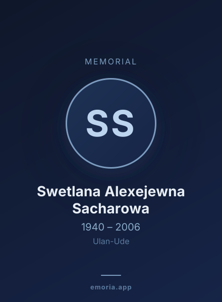 Memorial portrait of Swetlana Alexejewna Sacharowa