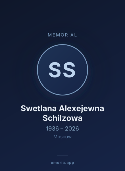Memorial portrait of Swetlana Alexejewna Schilzowa