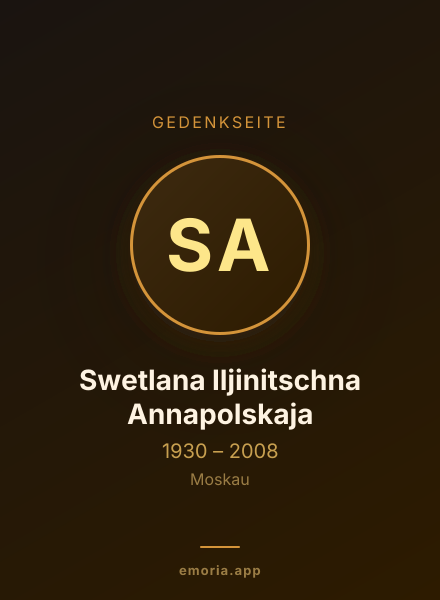 Gedenkportrait von Swetlana Iljinitschna Annapolskaja