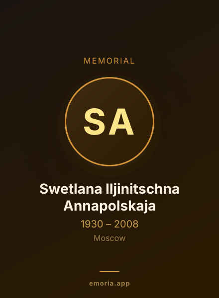 Memorial portrait of Swetlana Iljinitschna Annapolskaja