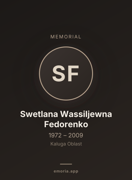 Memorial portrait of Swetlana Wassiljewna Fedorenko