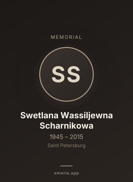 Memorial portrait of Swetlana Wassiljewna Scharnikowa