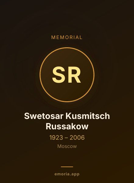 Memorial portrait of Swetosar Kusmitsch Russakow