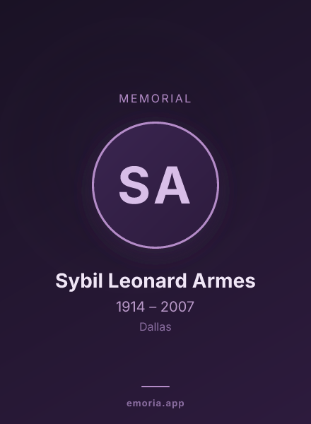 Memorial portrait of Sybil Leonard Armes