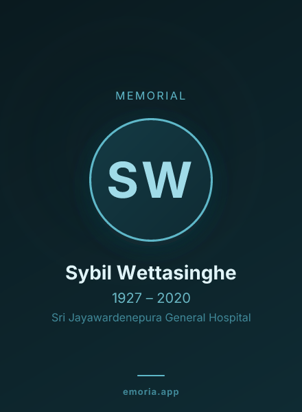 Memorial portrait of Sybil Wettasinghe