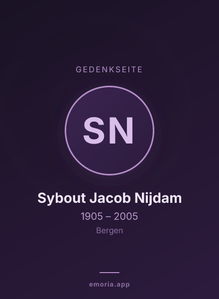 Gedenkportrait von Sybout Jacob Nijdam