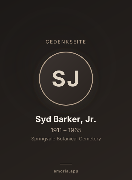 Gedenkportrait von Syd Barker, Jr.
