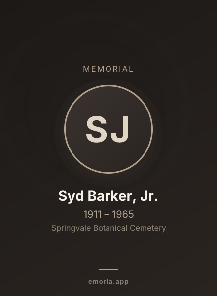 Memorial portrait of Syd Barker, Jr.