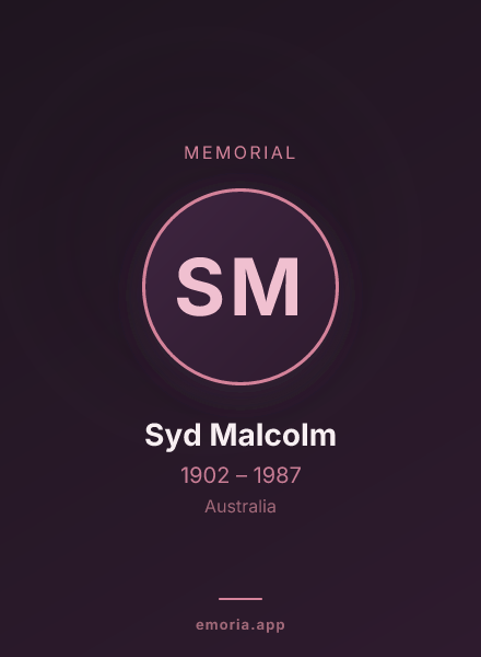 Memorial portrait of Syd Malcolm