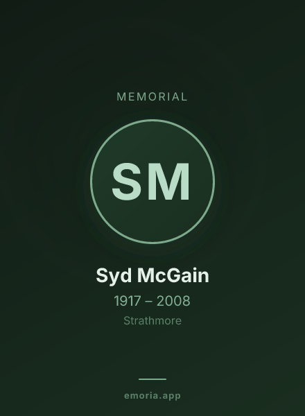 Memorial portrait of Syd McGain