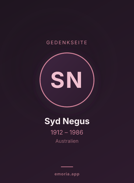 Gedenkportrait von Syd Negus