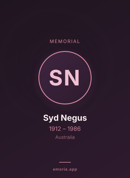 Memorial portrait of Syd Negus