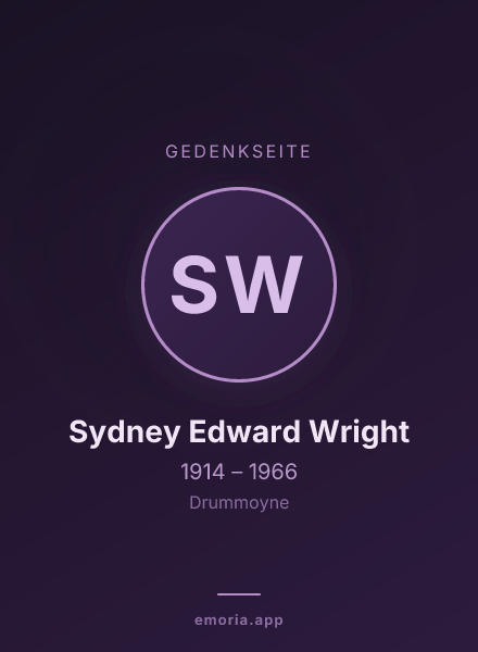 Gedenkportrait von Sydney Edward Wright