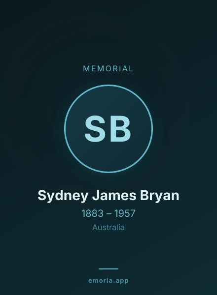 Memorial portrait of Sydney James Bryan