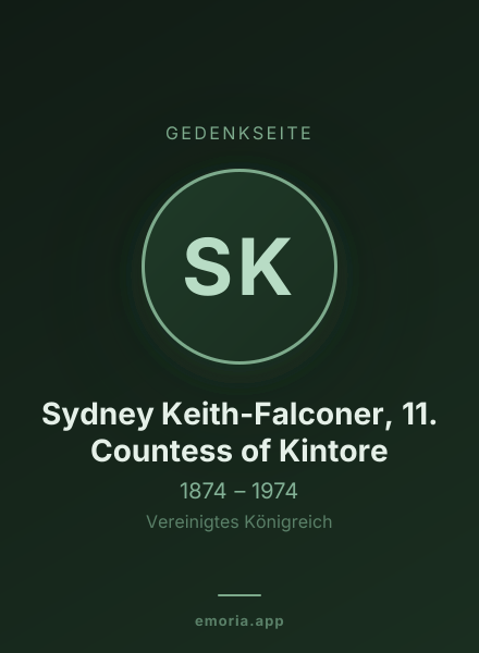 Gedenkportrait von Sydney Keith-Falconer, 11. Countess of Kintore