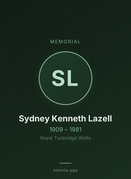Memorial portrait of Sydney Kenneth Lazell