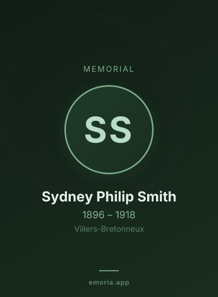 Memorial portrait of Sydney Philip Smith