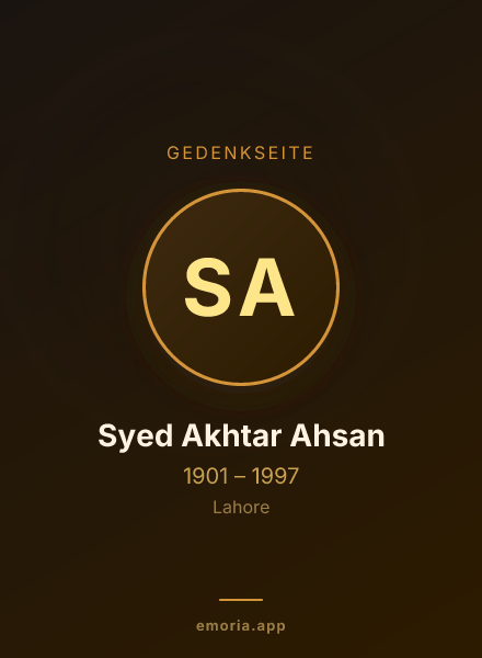 Gedenkportrait von Syed Akhtar Ahsan