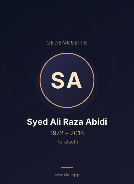 Gedenkportrait von Syed Ali Raza Abidi