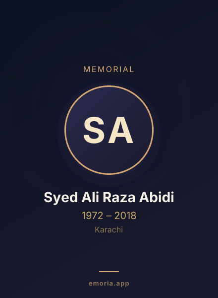 Memorial portrait of Syed Ali Raza Abidi