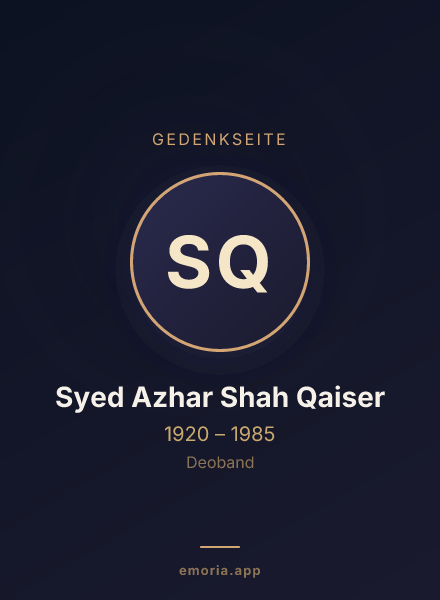 Gedenkportrait von Syed Azhar Shah Qaiser