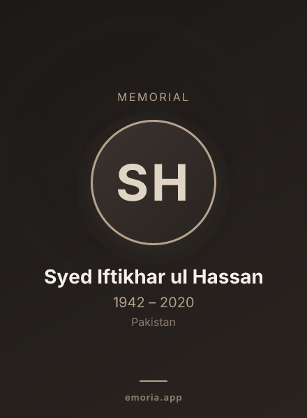 Memorial portrait of Syed Iftikhar ul Hassan