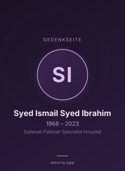 Gedenkportrait von Syed Ismail Syed Ibrahim