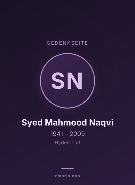 Gedenkportrait von Syed Mahmood Naqvi