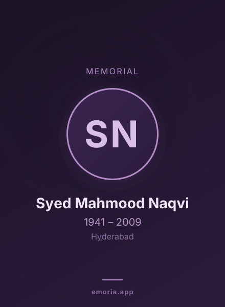 Memorial portrait of Syed Mahmood Naqvi