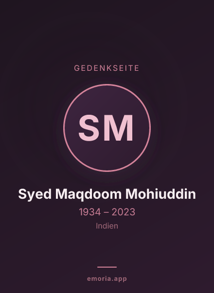 Gedenkportrait von Syed Maqdoom Mohiuddin