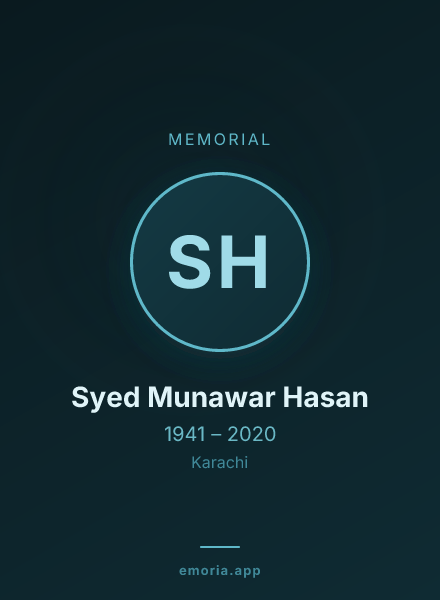 Memorial portrait of Syed Munawar Hasan
