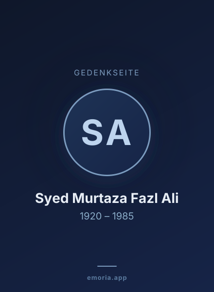 Gedenkportrait von Syed Murtaza Fazl Ali