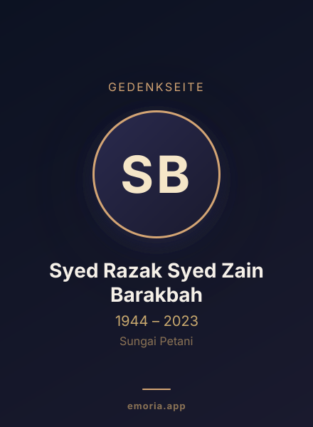 Gedenkportrait von Syed Razak Syed Zain Barakbah