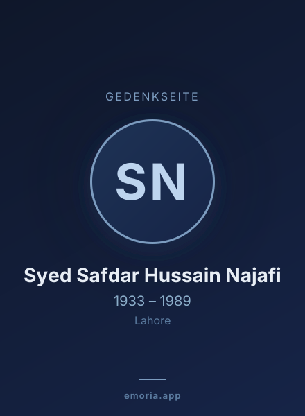 Gedenkportrait von Syed Safdar Hussain Najafi