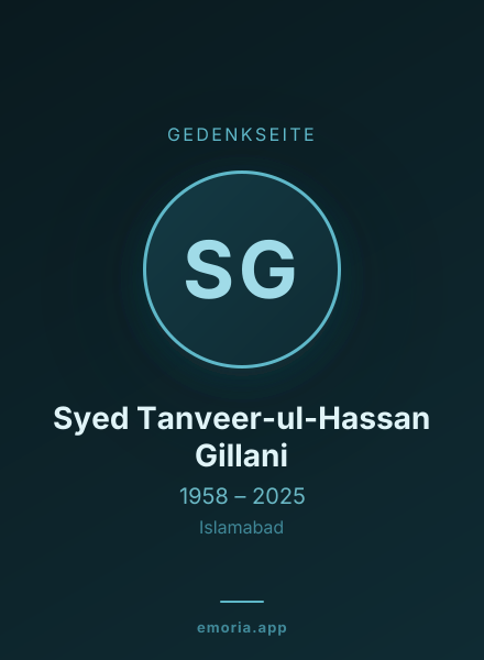 Gedenkportrait von Syed Tanveer-ul-Hassan Gillani