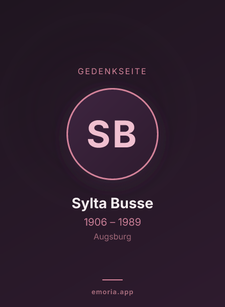 Gedenkportrait von Sylta Busse