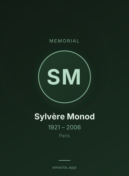 Memorial portrait of Sylvère Monod